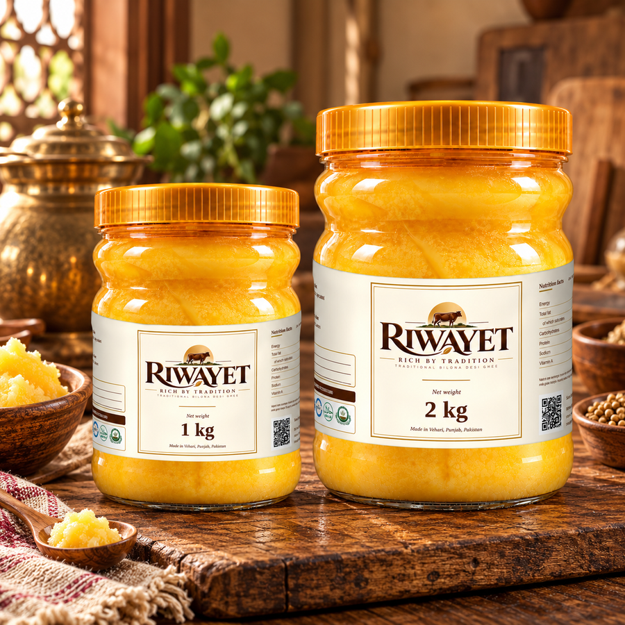 Riwayet Bilona Desi Ghee — Family Bundle (1 KG + 2 KG)